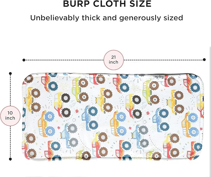 5-Pack Organic Cotton Burp Cloths – Large, Ultra-Soft 3-Layer Towels - Image 3