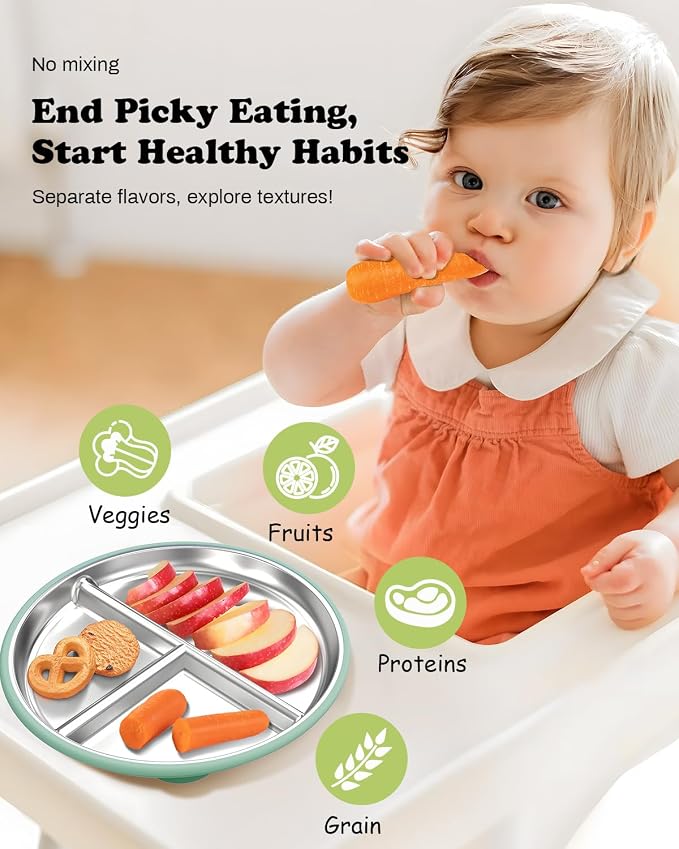 8” Stainless Steel Toddler Plate - Image 6