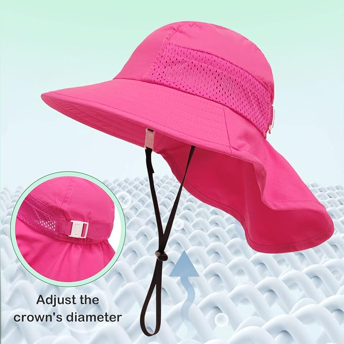 XIAOHAWANG Girls Sun Hat Baby Beach Hats Boys UPF 50+ Kids Summer Protection - Image 6