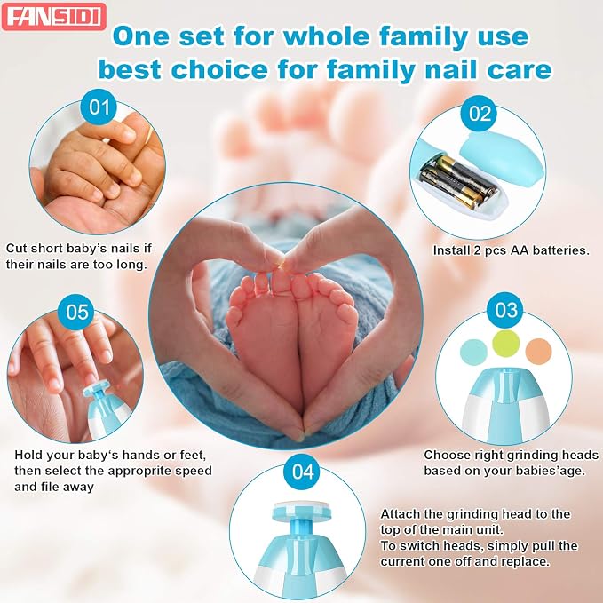 Baby Nail Trimmer Electric, FANSIDI Baby Nail Clippers Safe Baby Nail File Kit - Image 6