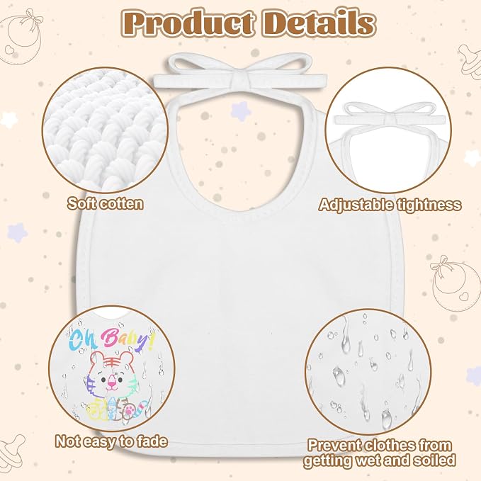 Baby Shower Game Sign Blank Bib DIY Set Newborn Essentials Stuff - Image 4