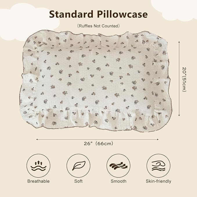 BuLuTu 100% Cotton Muslin Pillow Covers Fit - Image 2