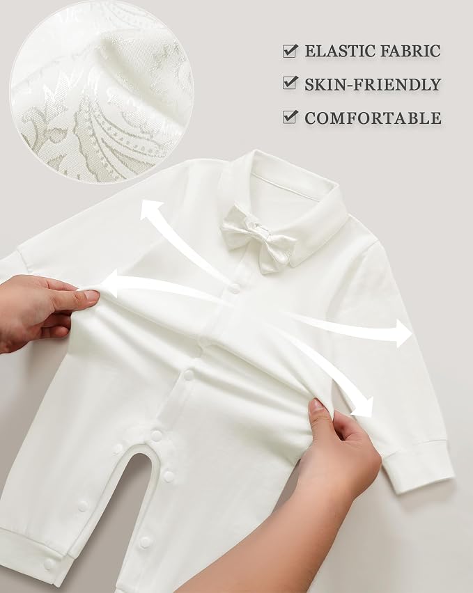 Baby Boy Clothes Gentleman Baby Suit Long Sleeve Romper+Vest+Bow Tie+Corsage - Image 5