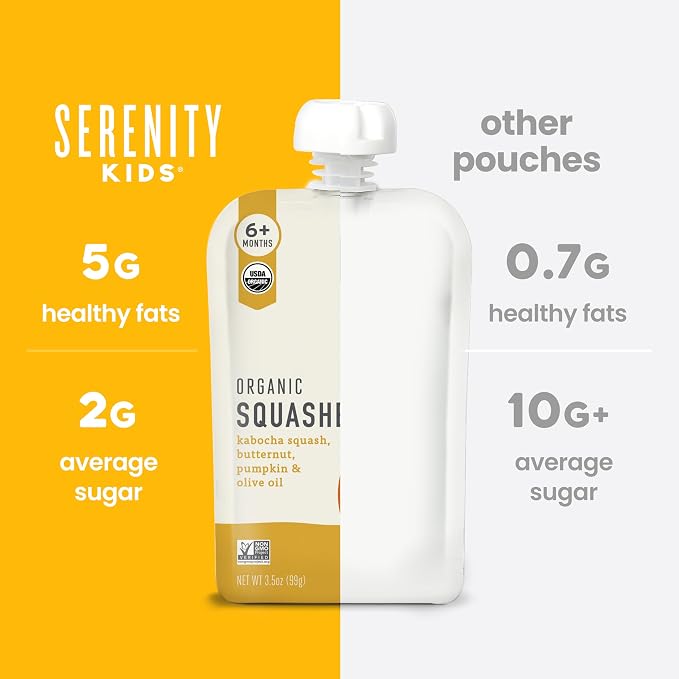 Serenity Kids 6+ Months USDA Organic Veggie Puree Baby Food Pouches | No Sugary - Image 8