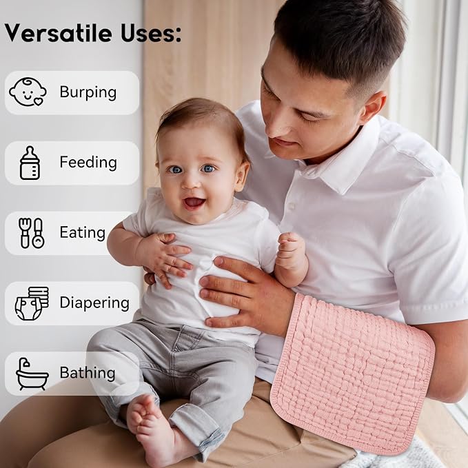 Muslin Burp Cloths for Baby 100% Cotton Burping Cloths for Boys Girls Large - Image 5