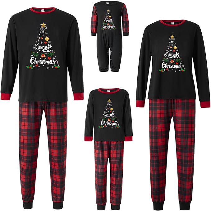 Awoscut Christmas Family Matching Pajamas Christmas Pjs Holiday Nightwear - Image 5