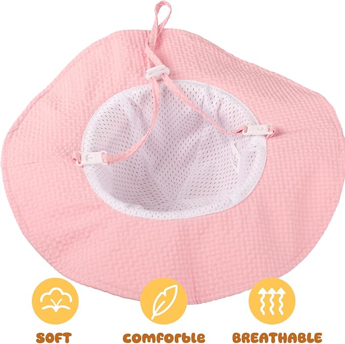 HONGTEYA Baby Sun Hat Toddler Girl Beach Hat Adjustable Outdoor Summer Hat UPF - Image 6