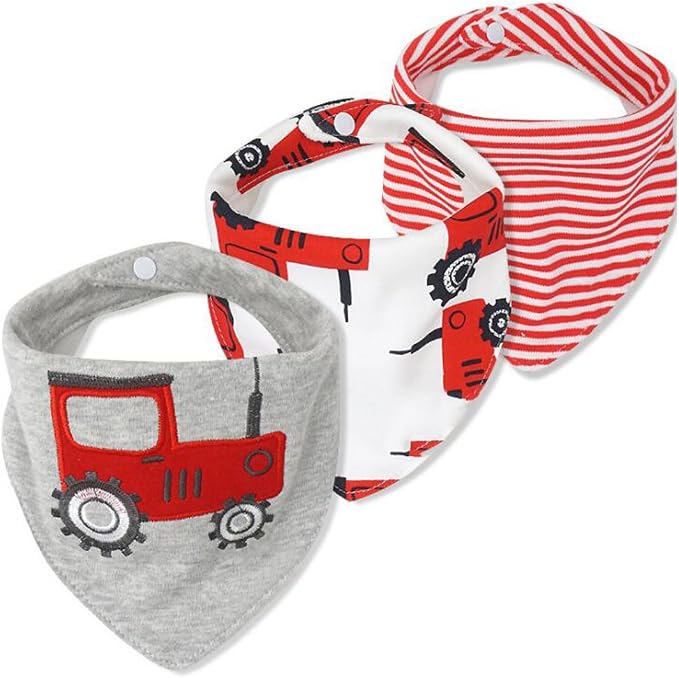 Baby Dribble Bib, Toddler Bandana Bib 3 Packs Super Absorbent Cotton Feeding by JZLPIN