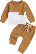 Toddler Baby Boy Fall Clothes Waffle Contrast Color Sweatshirt Pants Sets by GGBNOMER