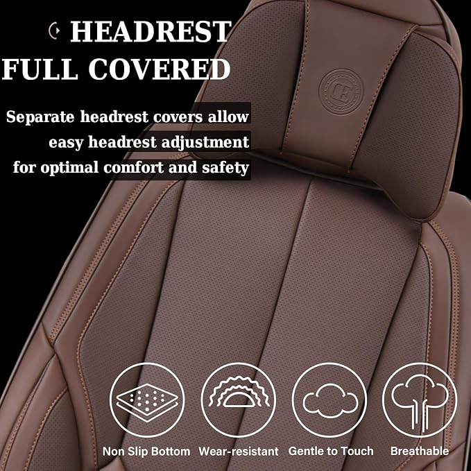 Coverado Front and Back Seat Covers 5 Pieces, Waterproof Nappa Leather Auto - Image 4