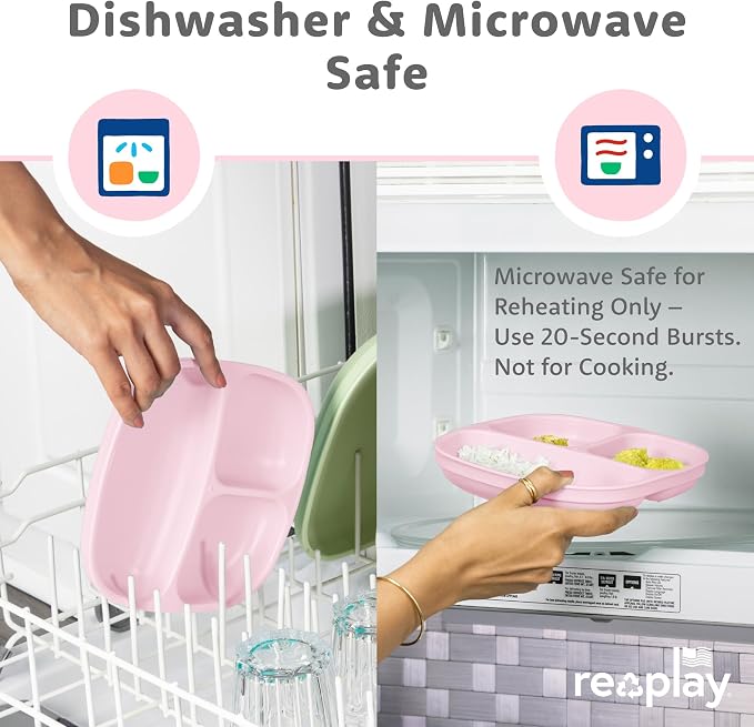 Re-Play Toddler Plates with Dividers & Silicone Lid - Image 7
