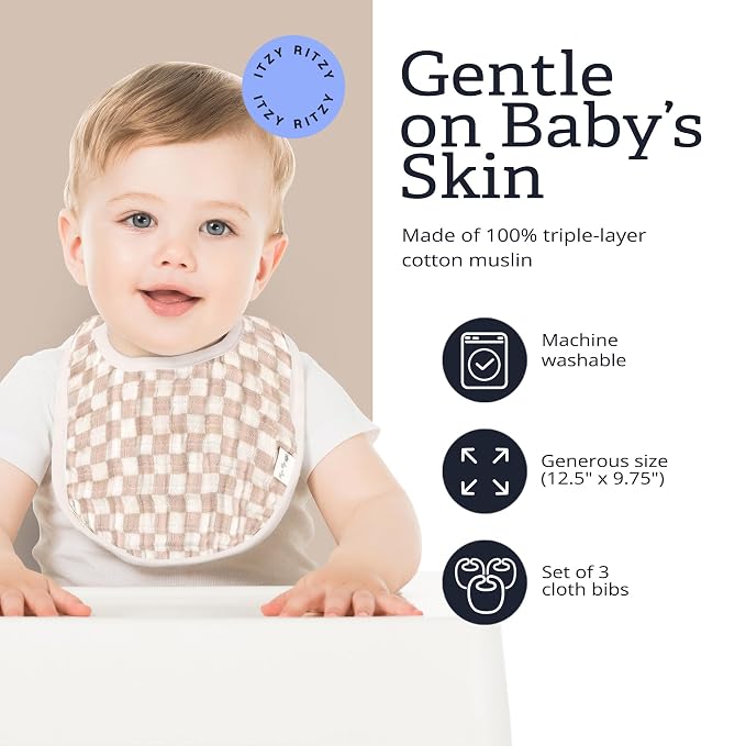 Itzy Ritzy Set of 3 Baby Bibs - Image 4