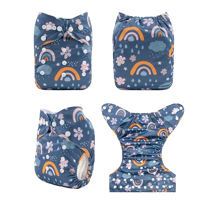 babygoal Reusable Cloth Diapers 6 Pack+6pcs Rayon from Bamboo Inserts+Wet Bag - Image 3