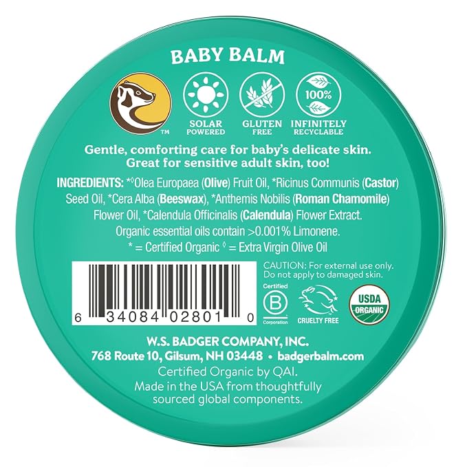 Badger Baby Balm, Organic Calendula Cream, Soothes Diaper Rash, Cradle Cap & - Image 2