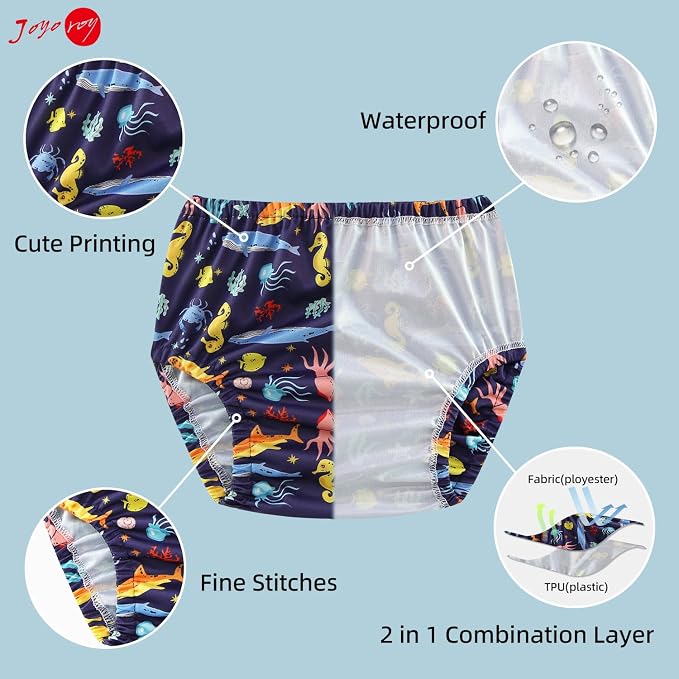 Joyo roy 6Pcs Waterproof Cloth Diaper Cover Reusable Plastic Underwear - Image 2