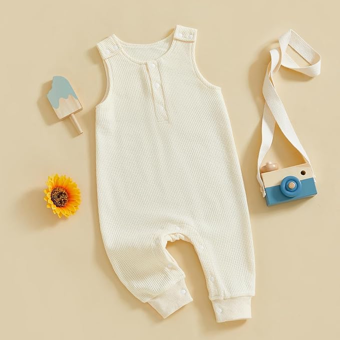 Kuriozud Newborn Infant Unisex Baby Boy Girl Clothes Button Romper Jumpsuit - Image 2