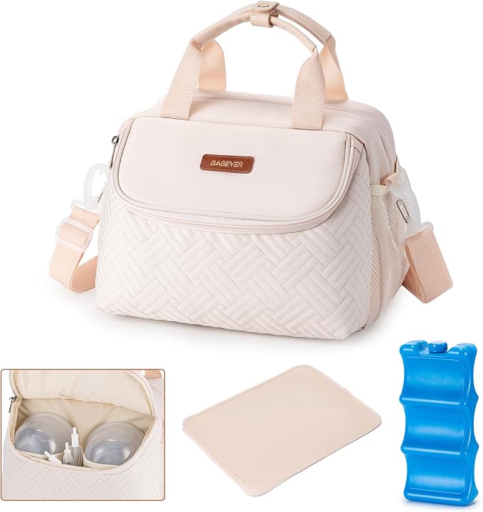 Breastmilk Cooler Bag with Ice Pack Fits 6 Baby Bottles up to 9 Ounce, Wearable by BABEYER