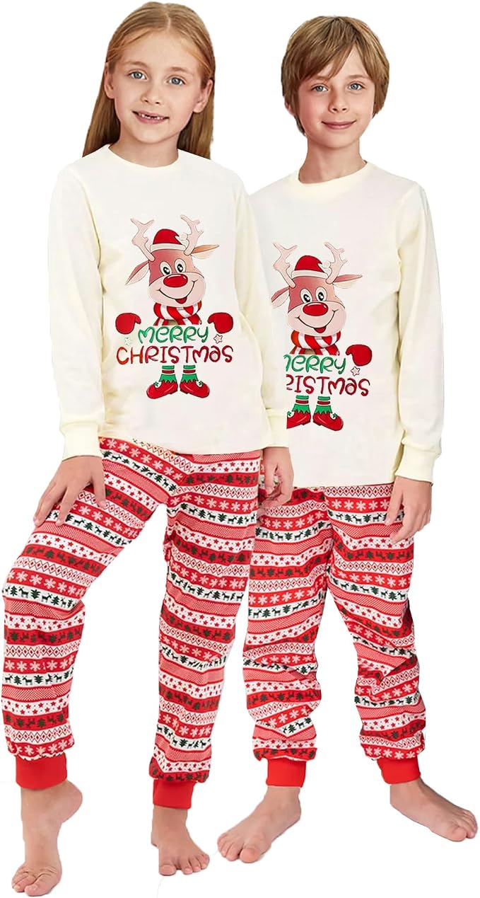 Awoscut Christmas Family Matching Pajamas Christmas Pjs Holiday Nightwear - Image 3