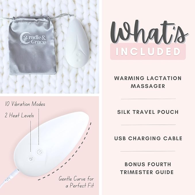 Cradle & Grace Warming Lactation Massager, Waterproof Breastfeeding Massager - Image 2