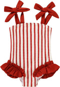 Happy Town Toddler Swimsuit Girl Solid Color Stripe One-Piece Baby Bathing Suits by HappyTown