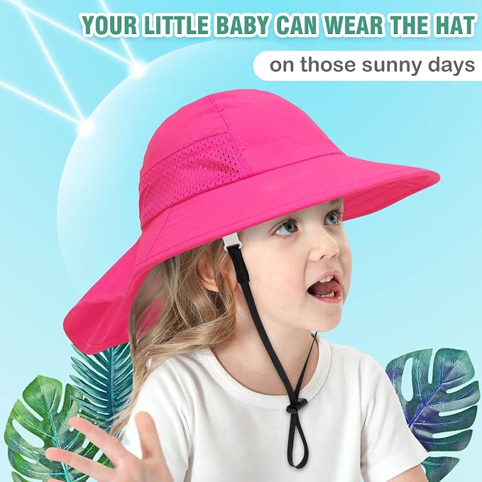 XIAOHAWANG Girls Sun Hat Baby Beach Hats Boys UPF 50+ Kids Summer Protection - Image 2