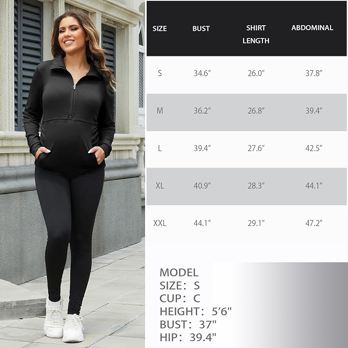 GINKANA Maternity Women's Long Sleeve Shirt Half Zipper Lapel Lightweight - Image 8
