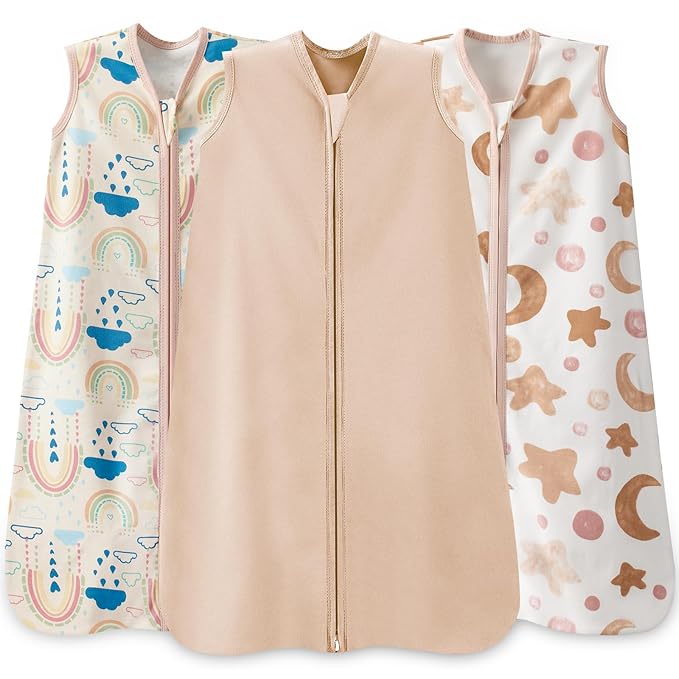 3 Pack Baby Sleep Sack 18-24 Months 100% Cotton TOG 0.5 Baby Sleeping Bag 2-Way by WRRERNSIN