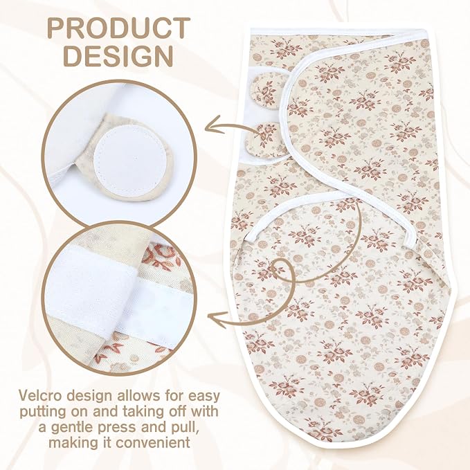 Cinaci 2 Pack Adjustable Soft Cotton Blend Newborn Baby Receiving Swaddle - Image 4