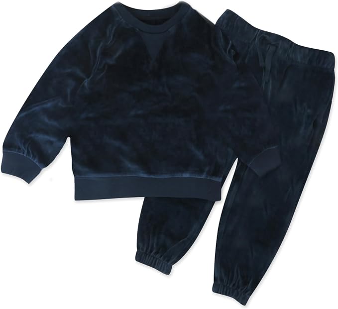 HonestBaby Baby 2-Piece Cozy Velour 100% Organic Cotton Sweatshirt and Jogger - Image 2