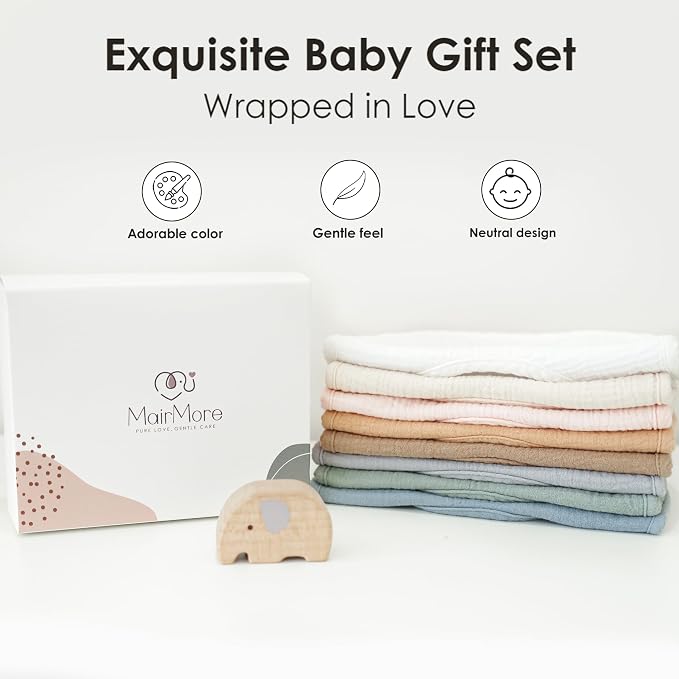 8-Pack Baby Muslin Bibs, Soft Cotton Drool Bibs - Image 4