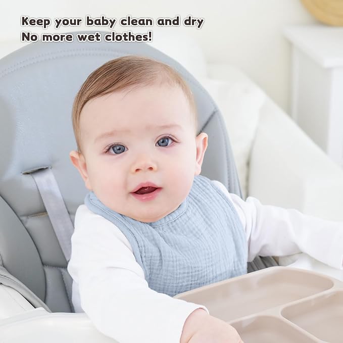 Susurration Muslin Baby Bibs 8 Pack Bandana Drool Bibs, Soft Square Adjustable - Image 2