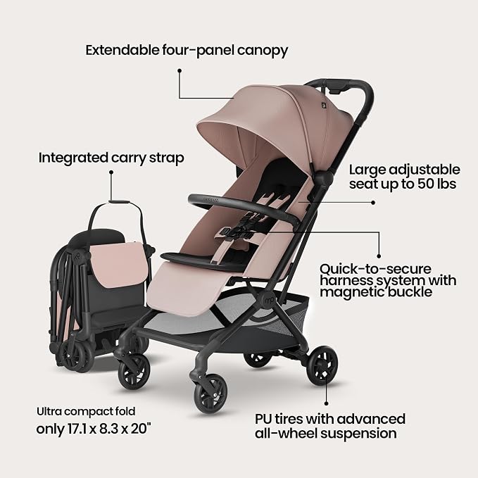 Mompush Velo Lightweight Travel Stroller, Compact & Airplane-Friendly - Image 3