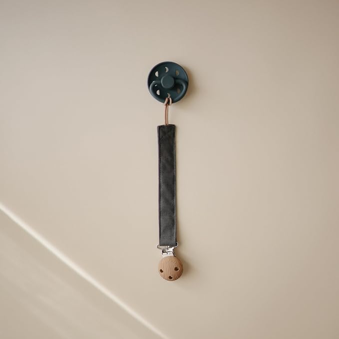 mushie Linen Baby Pacifier Clip Holder | Soft Fabric Strap - Image 3