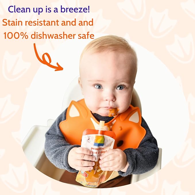 Silly Goose Set of 2 Silicone Animal Baby Bibs - Image 2