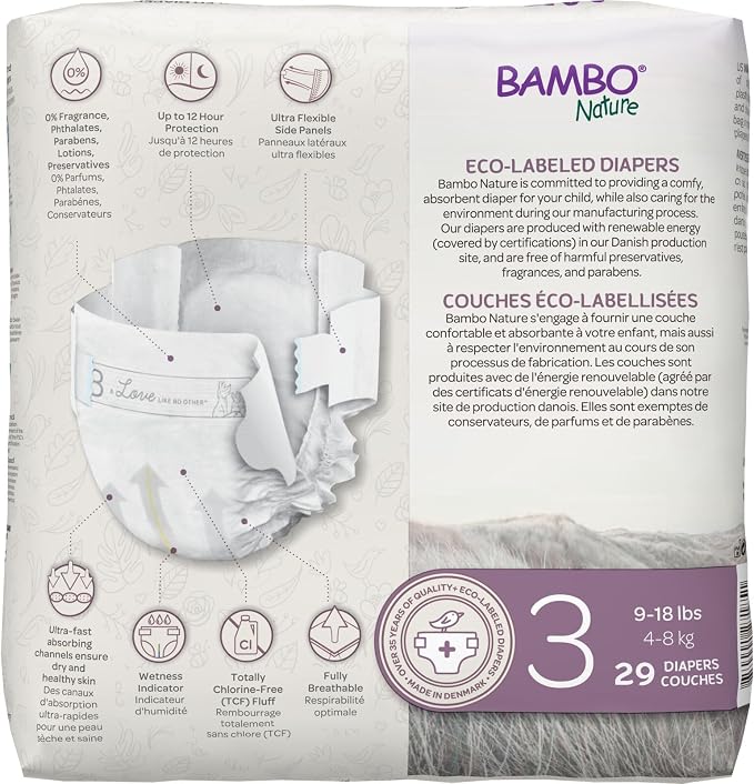 Bambo Nature Hypoallergenic Baby Diapers, Eco-Labelled Sustainable Diapers - Image 9