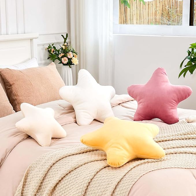 Dusty Pink Star Throw Pillow, Cute Star Pillow Room Decor, Soft 19.6" Star - Image 4
