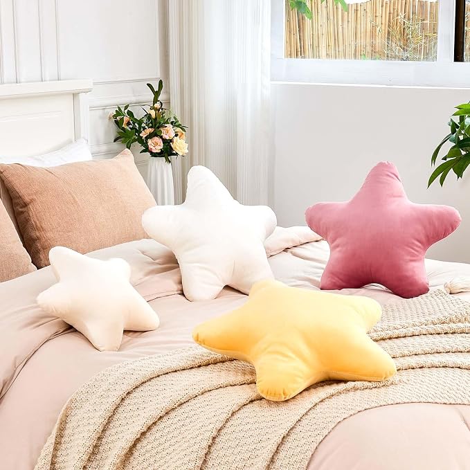 White Star Throw Pillow, Cute Star Pillow Room Decor, Soft 14.9" Star Shaped - Image 4