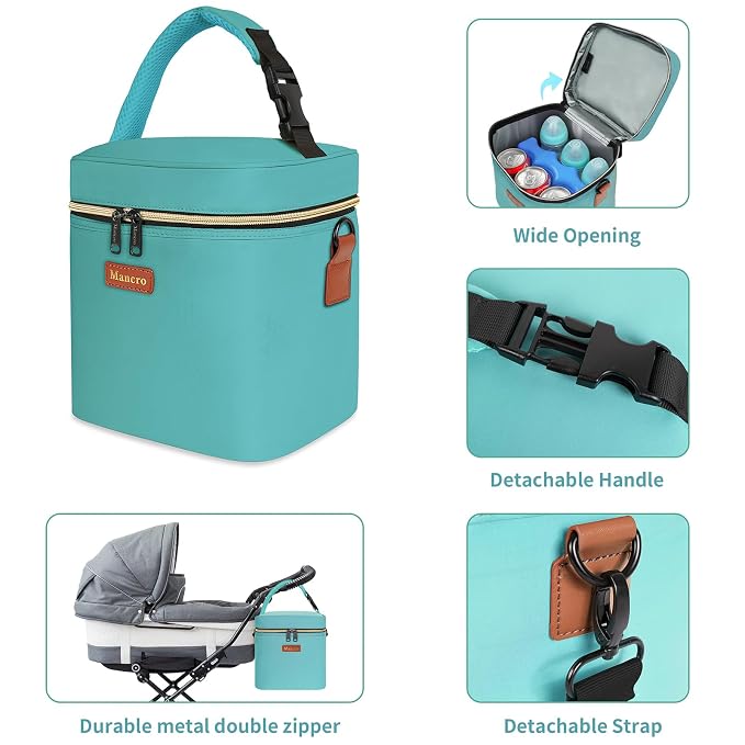 Breastmilk Cooler Bag with Ice Pack, Mancro Insulated Baby Bottle Tote Bag Fits - Image 4