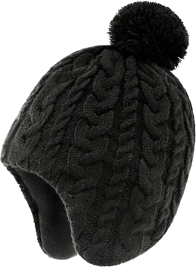 Duoyeree Kids Beanie Hat for Boys Girls Pom-pom Kint Hats Cozy Lining Winter by Duoyeree