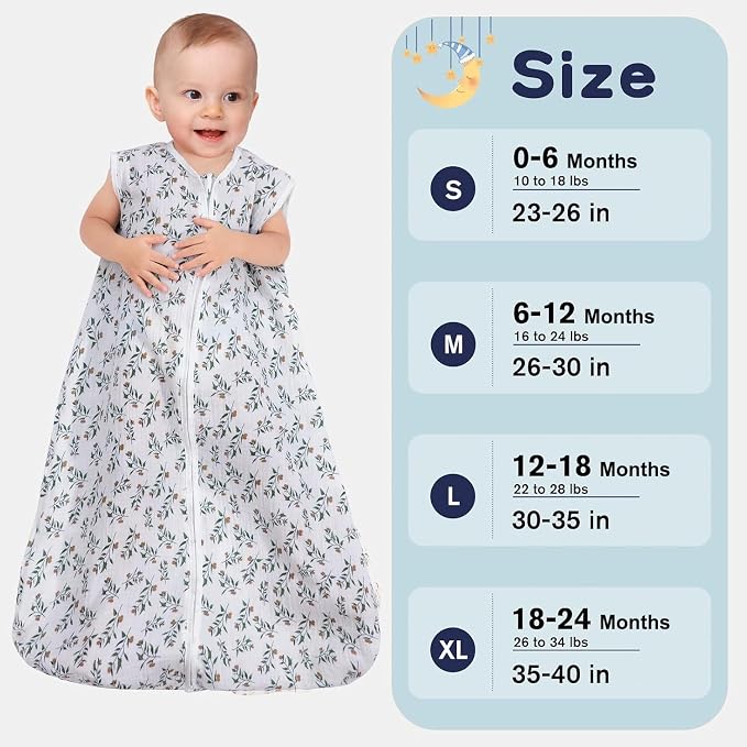 2 Pack Baby Sleep Sack 0-6 Months 100% Organic Cotton Muslin Baby Sleeping Bag - Image 5