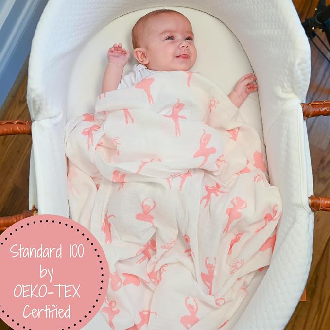 LollyBanks Baby Blanket, 100% Cotton Muslin Swaddle Blankets, Soft Girl Blanket - Image 4