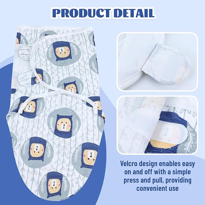 Cinaci 2 Pack Adjustable Soft Cotton Blend Newborn Baby Receiving Swaddle - Image 4