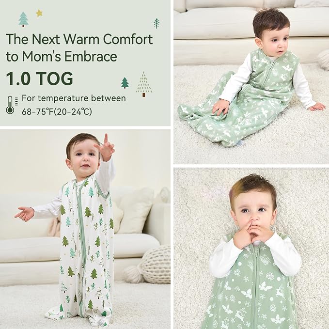 Baby Sleep Sack 18-24 Months 1.0 Tog Baby Wearable Blanket 100% Cotton Sleeping - Image 6