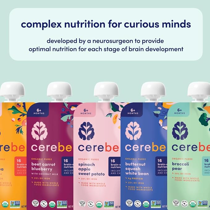 Cerebelly Organic Baby Food Pouches, Sweet Potato Mango Purees, 16 Nutrients - Image 5