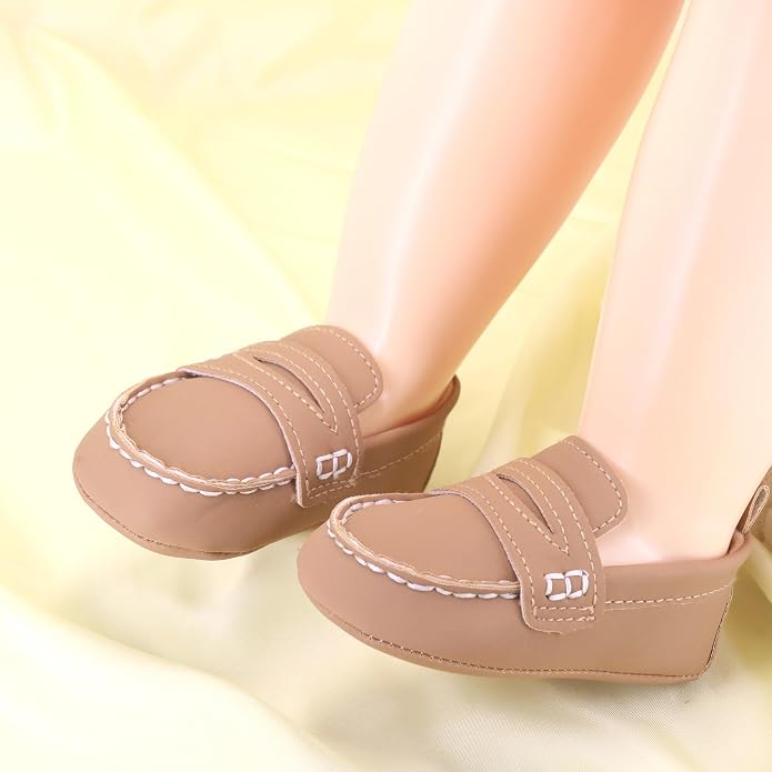 LONSOEN Baby Girls Boys Loafers Prewalker Dress Crib Shoes - Image 4