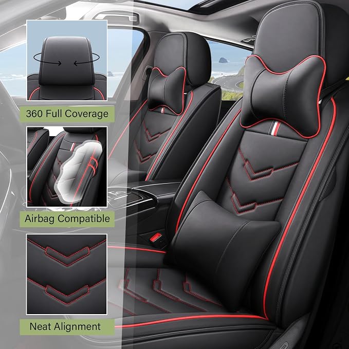 Leather Car Seat Covers Fit for LR LR4 2009-2016, 5 Seater Waterproof and - Image 2