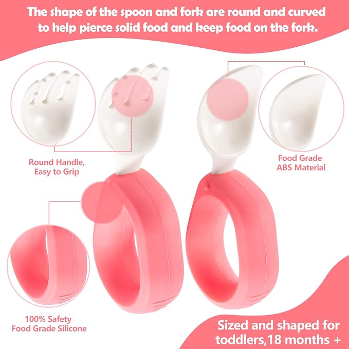 Baby Self Feeding Training Spoon and Fork Set - Image 2