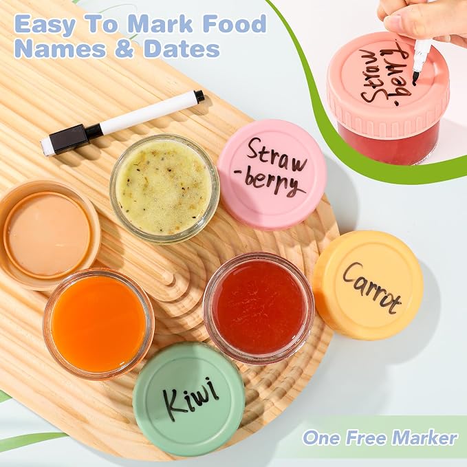 16 Pack Glass Baby Food Storage Containers, 4 oz Leakproof Baby Food Jars - Image 4
