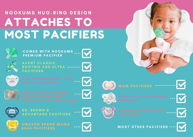Nookums Paci-Plushies Buddies Adapts to Name Brand Pacifiers, Suitable - Image 2