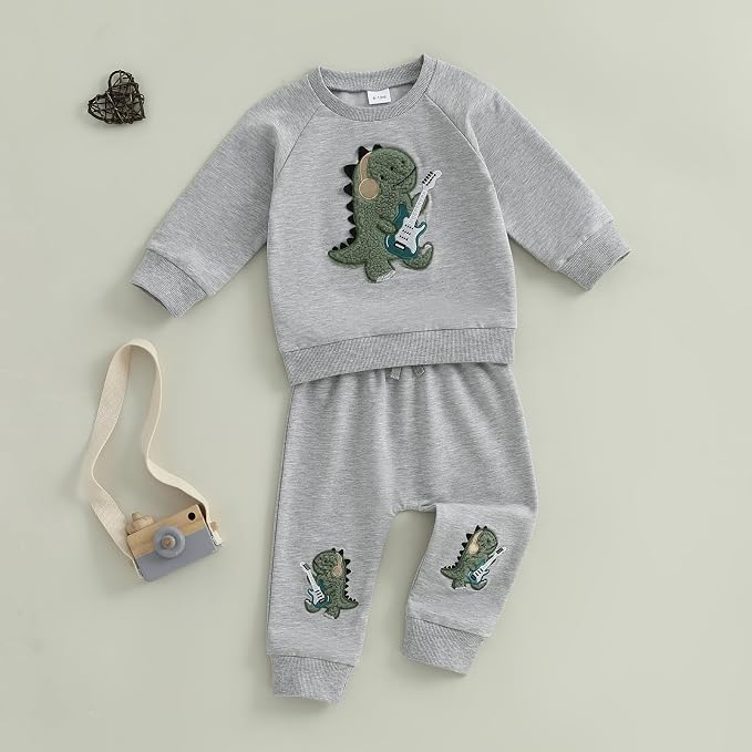 Nyapruwe Toddler Baby Boy Fall Outfit Funny Print Long Sleeve Sweatshirt - Image 2
